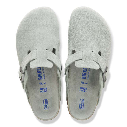 Birkenstock Boston buckle suede clogs