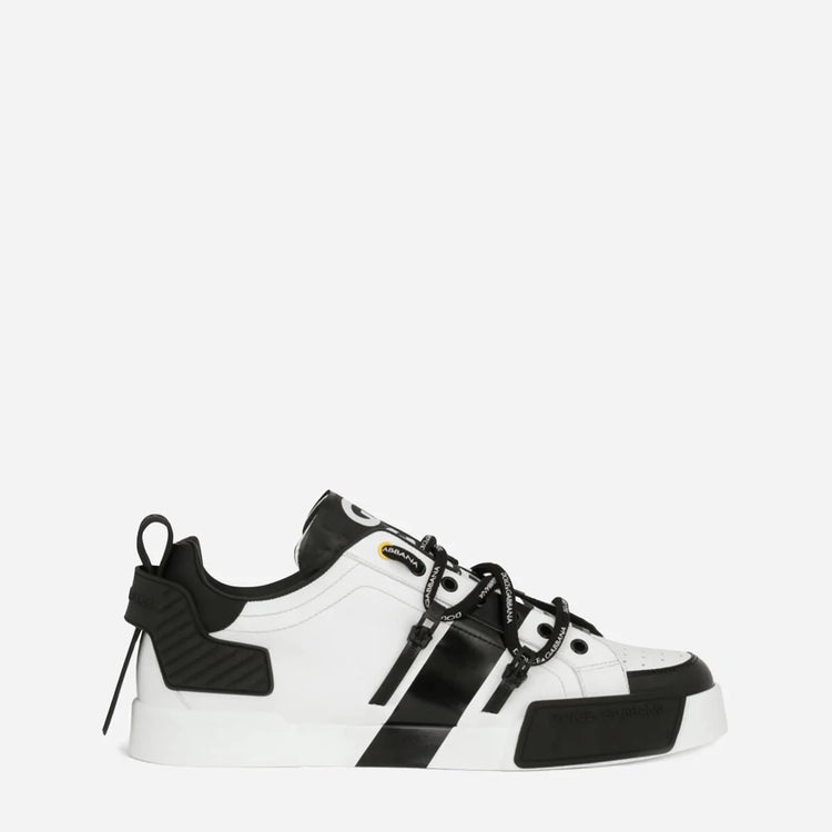 Dolce & Gabbana White Leather Logo Portofino Sneakers