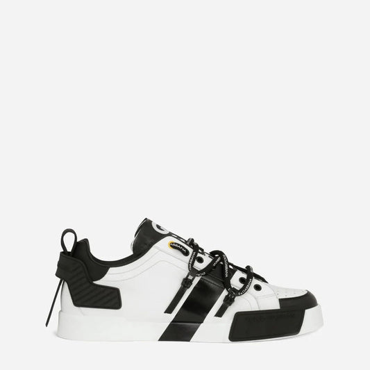 Dolce & Gabbana White Leather Logo Portofino Sneakers