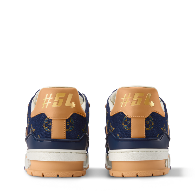 LOUIS VUITTON DENIM TRAINERS ‘CALF LEATHER TRIM’