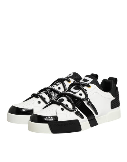 Dolce & Gabbana White Leather Logo Portofino Sneakers