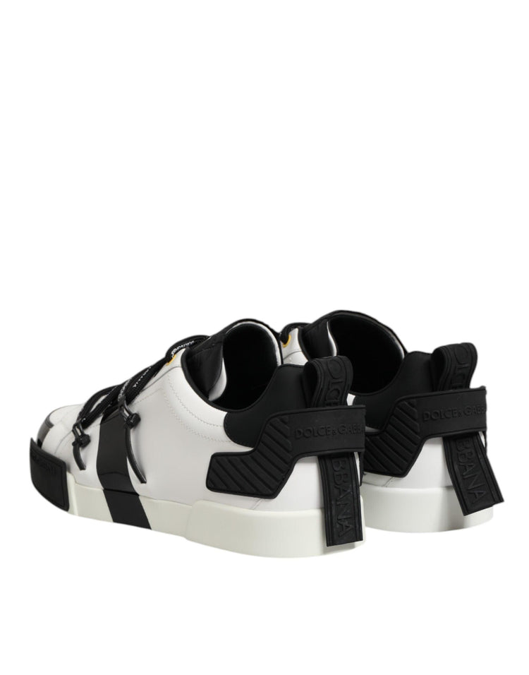 Dolce & Gabbana White Leather Logo Portofino Sneakers