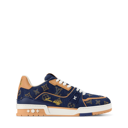 LOUIS VUITTON DENIM TRAINERS ‘CALF LEATHER TRIM’